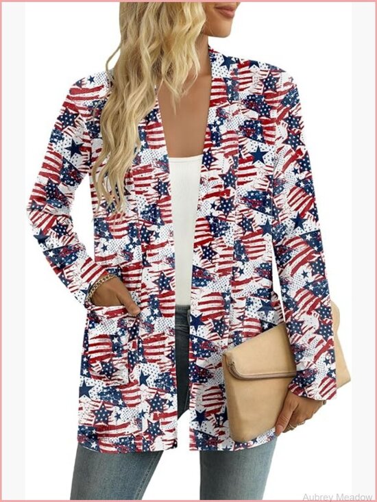 Sweaters - Lightweight Open Front Cardigan with Pockets